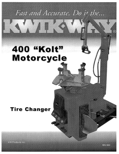 Model 400 Kolt Motorcycle Tire Changer Manual